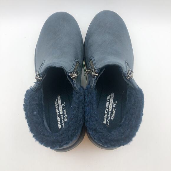 Skechers Women Easy Going Ankle Boots US 8.5 Navy Blue Water Repellent Lined NIB - Picture 8 of 11